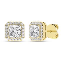 Halo Stud Earrings (Princess)