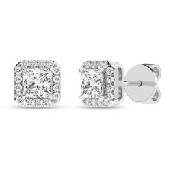 Halo Stud Earrings (Princess)