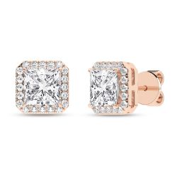 Halo Stud Earrings (Princess)