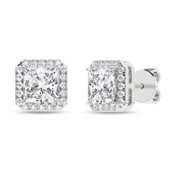 Halo Stud Earrings (Princess)