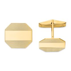 Viora 14k Mens Rectangular Octagon with Line Design Cuff Links