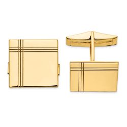 Orion 14k Mens Square with Line Design Cuff Links