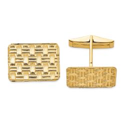 Astra 14k Mens Basketweave Textured Cuff Links