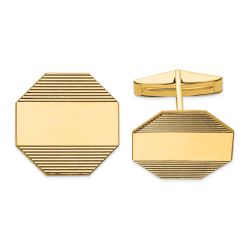 Orion 14k Mens Octagonal with Line Design Cuff Links