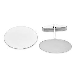 Mirelle 14K WG Mens Oval Cuff Links