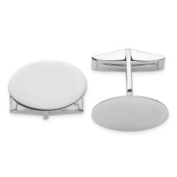 Nocturne 14K White Gold Mens Oval Cuff Links