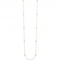 Front View Diamond Station Necklace in 14K Yellow Gold