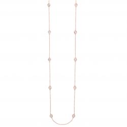 Front View Diamond Station Necklace in 14K Rose Gold
