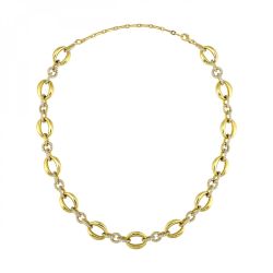 Aurelia Links 14K Yellow Gold Diamond Oval Link Necklace