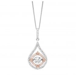 Front View Rhythm of Love White & Pink Cubic Zirconia Pendant