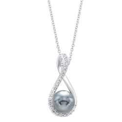 Front View Twisting Shell Pearl Pendant In Sterling Silver