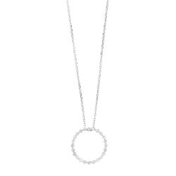 Front View 14k White Gold 1/4ctw Diamond Circle Necklace
