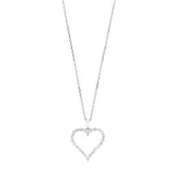 Front View 14k White Gold 1/4ctw Diamond Heart Necklace