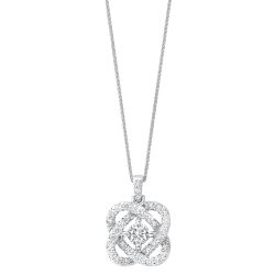 Double Heart Diamond Pendant in White Gold