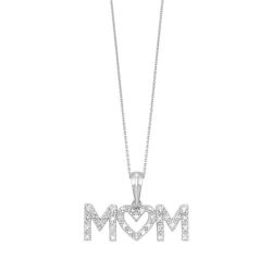 Diamond MOM Pendant in 10K White Gold Front View