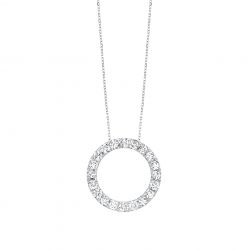 Front View Sterling Silver Diamond Circle Necklace