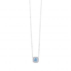 Gold Diamond & Blue Topaz Necklace 1/2gtw