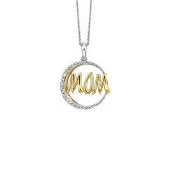 Sterling Silver Gold Plated .05ctw Mom Necklace