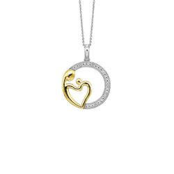 Sterling Silver Gold Plated Mom and Child Necklace 