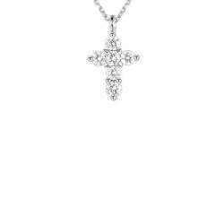 14k White Gold .33ctw Diamond Cross Necklace