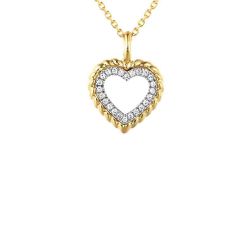 14k Yellow Gold .05ctw Diamond Heart Necklace