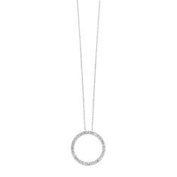 14k White Gold Circle Diamond Pendant