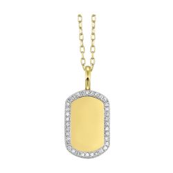 Liora 14K Yellow Gold Diamond Dog Tag Pendant