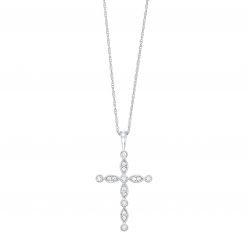 Front View 14KT White Gold & Diamond Classic Marquise & Round Pendant