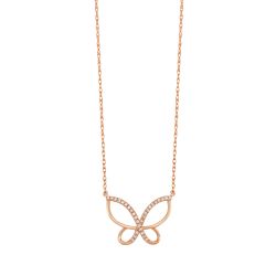 Front View Rose Gold Diamond Butterfly Necklace