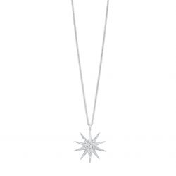 Front View Sterling Silver Diamond Star Pendant
