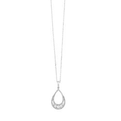 10k White Gold Teardrop Diamond Pendant 