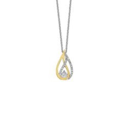 Sterling Silver Gold Plated .10ctw Diamond Necklace