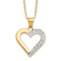 Satin Sun Subtle Laurel Diamond Fascination Diamond Mystique Sterling Silver 18K Gold-plated Diamond Heart 18 Inch Necklace