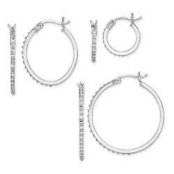 Seraphine Diamond Fascination Diamond Mystique Sterling Silver Platinum-plated Set of 3 Oval and Round Diamond Hoop Earrings