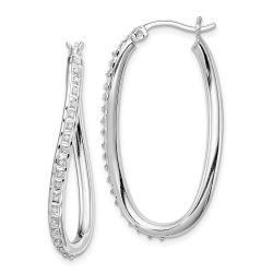 Celestine Diamond Fascination Diamond Mystique Sterling Silver Platinum-plated Diamond Oval Twist Hoop Earrings