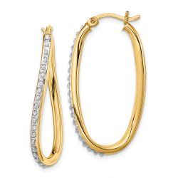 Liora Diamond Fascination Diamond Mystique Sterling Silver 18K Gold-plated Diamond Oval Twist Hoop Earrings