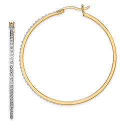 Aurum Diamond Fascination Diamond Mystique Sterling Silver 18K Gold-plated Diamond Round Hoop Earrings