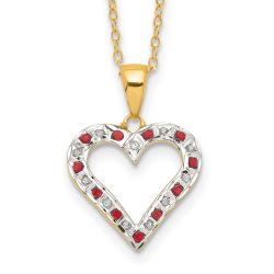 Timeless Willow Diamond Fascination Diamond Mystique Sterling Silver 18K Gold-plated Diamond and Ruby Heart 18 Inch Necklace