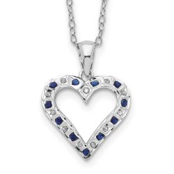 Twilight Zephyr Diamond Fascination Diamond Mystique Sterling Silver Platinum-plated Diamond and Sapphire Heart 18 Inch Necklace