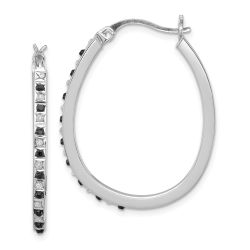 Celestine Diamond Fascination Diamond Mystique Sterling Silver Platinum-plated Diamond Black and White Diamond Hoop Earrings