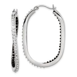 Elysian Diamond Fascination Diamond Mystique Sterling Silver Platinum-plated Diamond Black and White Diamond In and Out Hoop Earring