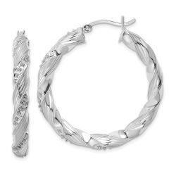 Arden Diamond Fascination Diamond Mystique Sterling Silver Platinum-plated Diamond Twisted Hoop Earrings