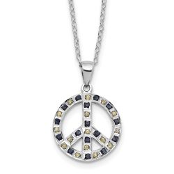 Spring Aria SS Platinum-plated Diamond Mystique Black and White Peace Sign Necklace
