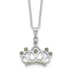 Refined Serenade Sterling Silver Platinum-plated Diamond Mystique Crown Necklace