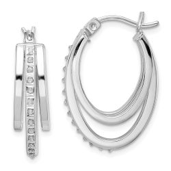 Aurum Diamond Fascination Diamond Mystique Sterling Silver Platinum-plated Diamond Multi Hoop Earrings
