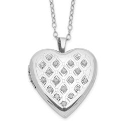 Lustrous Comet Subtle Nova Diamond Fascination Diamond Mystique Sterling Silver Platinum-plated Diamond Heart Locket