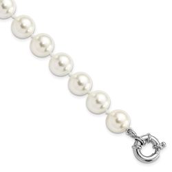Sorrel Majestik Sterling Silver Rhodium-plated 10-11mm Imitation Shell Pearl Hand-knotted Bracelet