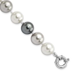 Orion Majestik Sterling Silver Rhodium-plated 12-13mm Multi-color Imitation Shell Pearl Hand-knotted Bracelet