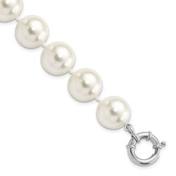 Bellerose Majestik Sterling Silver Rhodium-plated 14-15mm White Imitation Shell Pearl Hand-knotted Bracelet