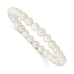 Thalia Majestik 7-8mm White Imitation Shell Pearl Stretch Bracelet